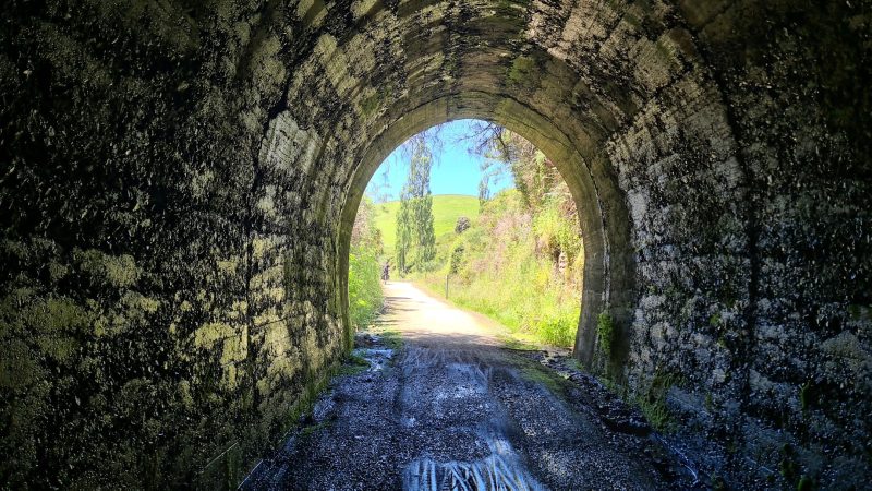 Looking through the Big Hill Tunnel on the Clutha Gold Trail