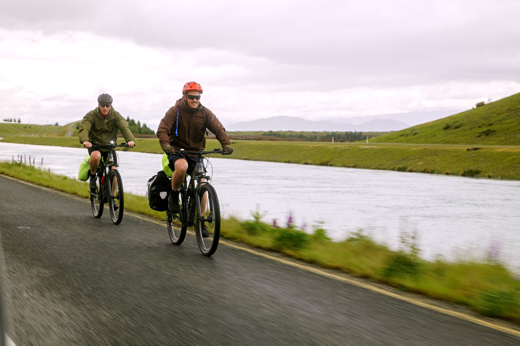 Two riders on the canal road on the Alps 2 Ocean