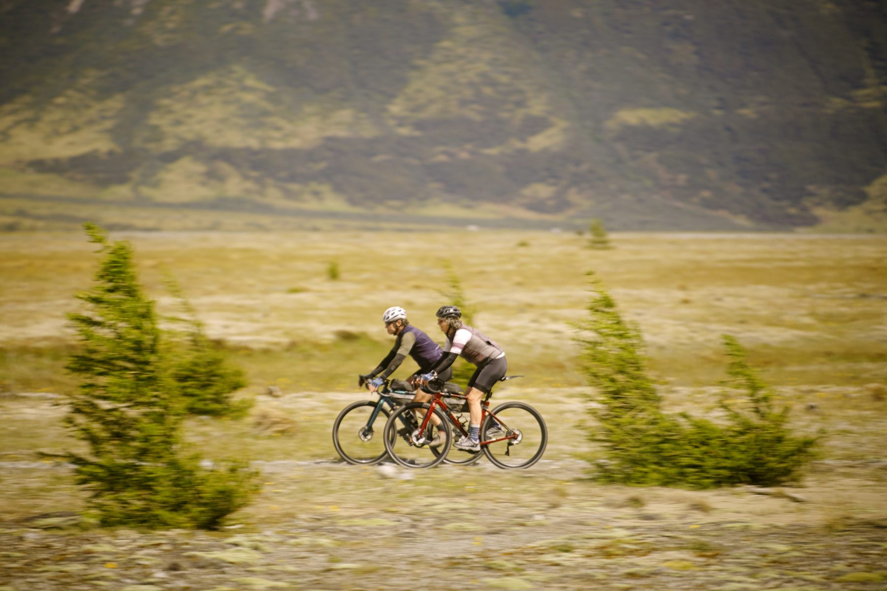 Riders setting out from the Mount Cook start of the Alps 2 Ocean